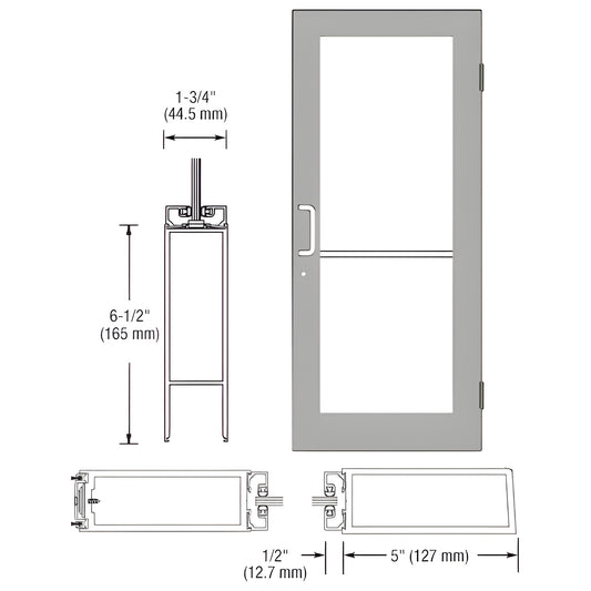 CRL-U.S. Aluminum 550 3'x7' 1" Glass Wide Offset Door, Surf Closer