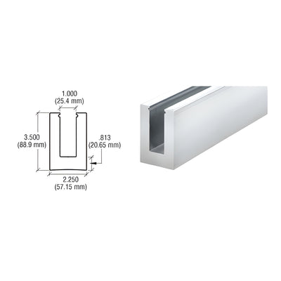 CRL 240" B5L Series Low Profile Square Aluminum Base Shoe Extrusion Only Undrilled for 1/2" to 5/8" Glass