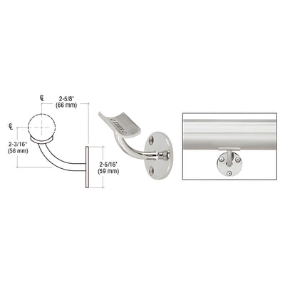 CRL Polished Stainless Del Mar Series Wall Mounted Long Arm Hand Rail Bracket