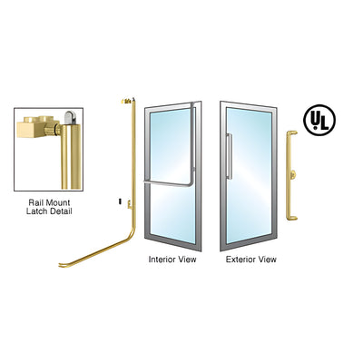 CRL-Blumcraft® Satin Brass Right Hand Reverse Aluminum Door Mount Keyed Access "X" Exterior, Top Securing Panic Handle