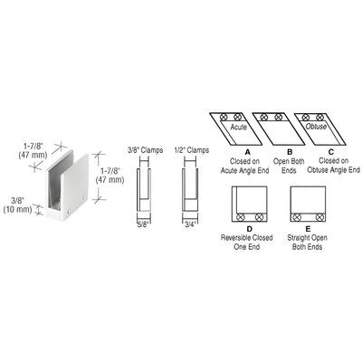CRL Chrome 3/8" 90 Degree Straight Open Center Clamps Type 'E' Stair and Walkway Railings