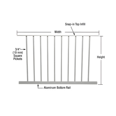 CRL Metallic Silver 200, 300, 350, and 400 Series 48"W x 48"H Picket Panel