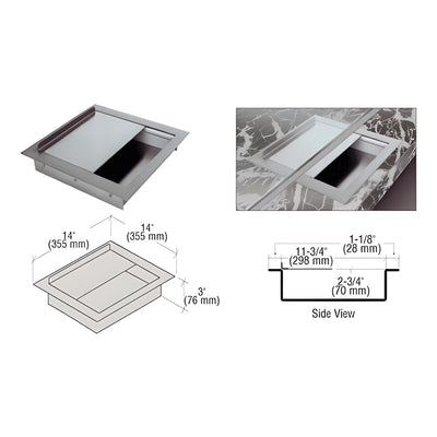 CRL Brushed Stainless Steel 14" Wide x 14" Deep x 3" High Extra Deep Drop-In Deal Tray With Lid