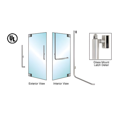 CRL-Blumcraft® Brushed Stainless Left Hand Reverse Glass Mount Keyed Access 'H' Exterior, Top Securing Panic Handle for 3/4" Glass