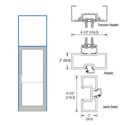 CRL-U.S. Aluminum Custom KYNAR® Paint 40" x 126" Series DF800 Tubular Gear Hinge Transom Frame Complete (1FT)