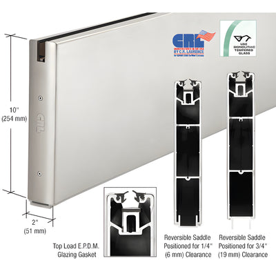 CRL Brushed Stainless 10" x 120" Square Sidelite Rail