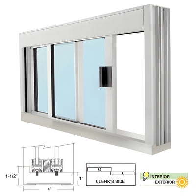 CRL Standard Size Manual DW Deluxe Service Window Glazed with S.S.Step-Sill
