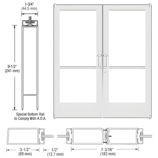 CRL-U.S. Aluminum Series 400 White KYNAR Pivot Doors - Closer-Ready