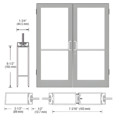 CRL-U.S. Aluminum Clear Anodized Custom Pair Series 400 Medium Stile Butt Hinged Entrance Doors for Surface Mount Door Closers