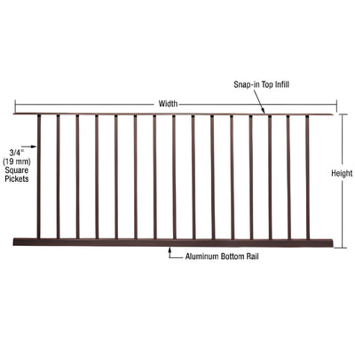 CRL Matte Bronze 200, 300, 350, and 400 Series 72"W x 48"H Picket Panel