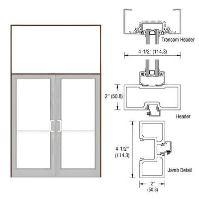 CRL-U.S. Aluminum Dark Bronze/Black Anodized Class 1 76" x 126" Series DF800 Tubular Offset Pivot Transom Frame Complete (2FT)