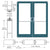 CRL-U.S. Aluminum Custom KYNAR® Paint Custom Pair Series 400 Medium Stile Offset Pivot Entrance Doors for Overhead Concealed Door Closers