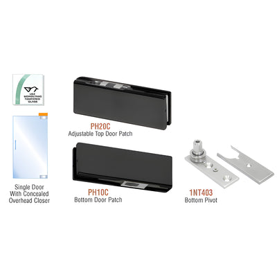 CRL Matte Black North American Patch Door Kit for Use with Overhead Door Closer - Without Lock