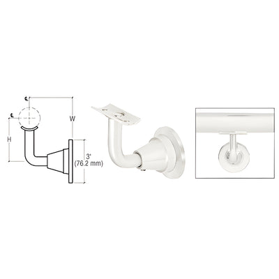 CRL Polished Stainless Newport Series Wall Mounted Hand Rail Bracket