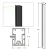 A technical diagram showing the 84-inch height and cross-section profile of the matte black aluminum end post.