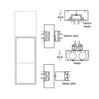 CRL-U.S. Aluminum White KYNAR® Paint 40" x 126" 451 Series Transom Single Door Frame for Center Hung OHCC