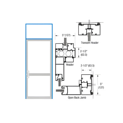 CRL-U.S. Aluminum Custom KYNAR® Paint Series IG500 Custom Transom Door Frame for Geared Hinged, CVR Strike, and Overhead Concealed Closer