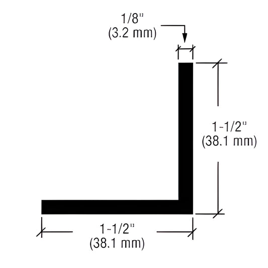 CRL-U.S. Aluminum L-Angle Mill Finish 1-1/2" x 1-1/2" x 1/8" 21'-2"