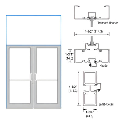 CRL-U.S. Aluminum Custom KYNAR® Paint 75-1/2" x 126" Series DF800 Tubular Gear Hinge Transom Frame Complete (2FT)