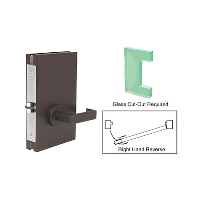 CRL Dark Bronze 6" x 10" RHR Center Lock With Deadlatch in Passage Lock Function
