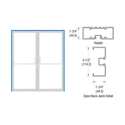 CRL-U.S. Aluminum Clear Anodized Double Door 75-1/2" x 85-3/4" 450 Series Single Acting Up and Over Frame