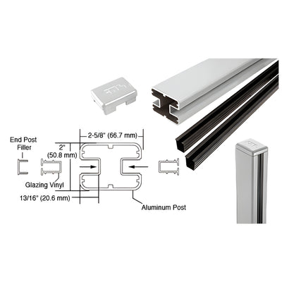 CRL Silver Metallic AWS 2" x 2-5/8" Rectangular 180 Degree 48" Center Post Kit