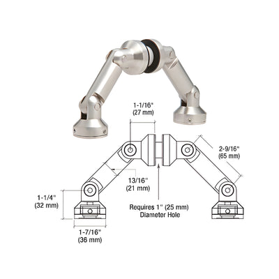 CRL 316 Brushed Stainless Glass Fin-to-Wall/Floor Swivel Fitting