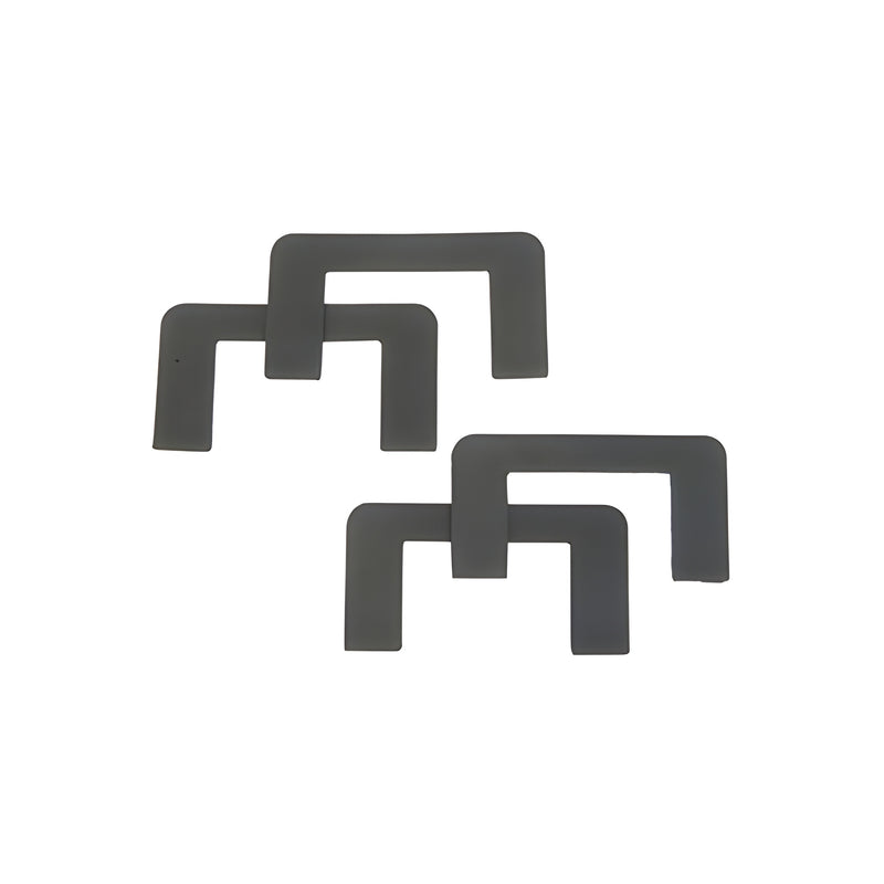 Four U-shaped black plastic gaskets for Senior Prima series hardware are displayed against a white background.