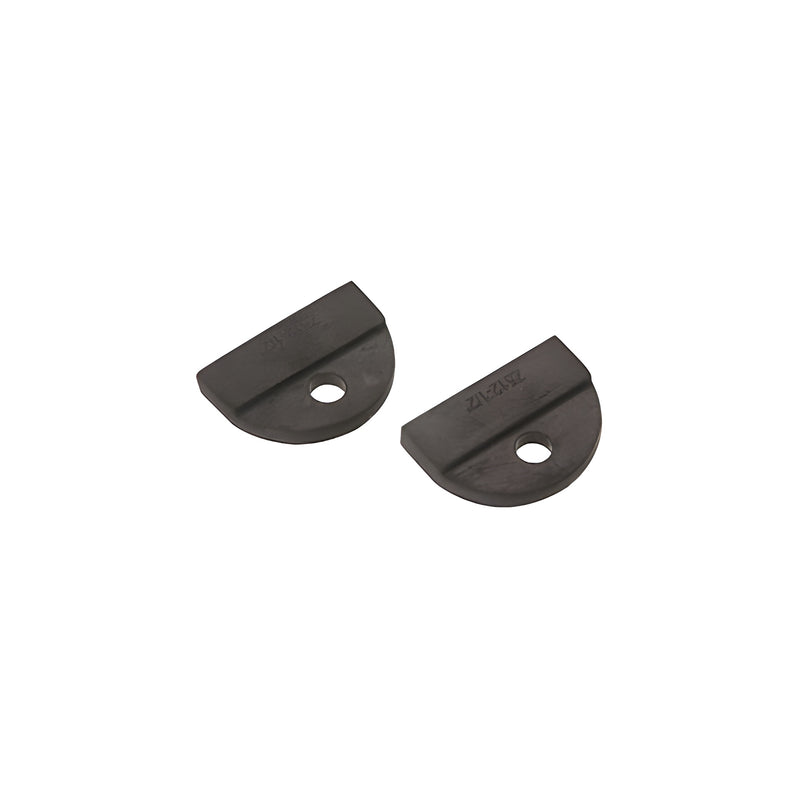 Two black semi-circular replacement gaskets for 1/2 inch glass Z-clamps are shown against a white background.