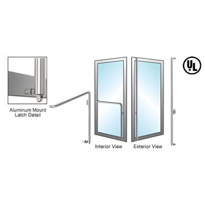 CRL-Blumcraft® Brushed Stainless Right Hand Reverse Aluminum Door Mount Keyed Access "F" Exterior Bottom Securing Panic Handle