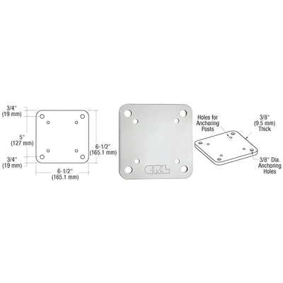CRL Metallic Silver 6-1/2" x 6-1/2" Square Base Plate