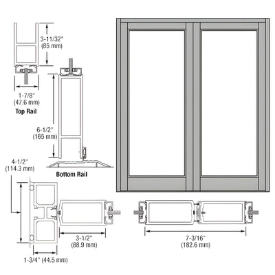 CRL-U.S. Aluminum Clear Anodized Blank Pair Series 800 Durafront Medium Stile Center Hung Entrance Doors- No Prep