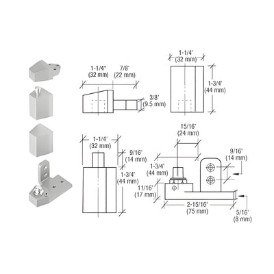 CRL Aluminum Offset Right Hand Pivot Set Flush with Frame Face
