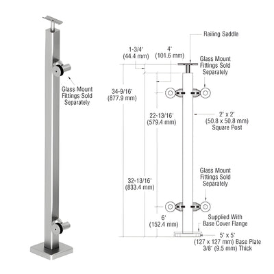 CRL 316 Polished Stainless Custom P1 Series End Post Railing Kit