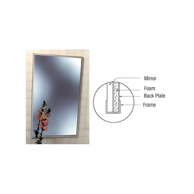 CRL Stainless Steel 18-1/4" x 30-1/4" Standard Channel Theft-Proof Framed Mirror