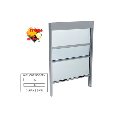 CRL Satin Anodized Vertical Sliding Service Window With Sash Balance and 1/4" Vinyl Glazing without Screen