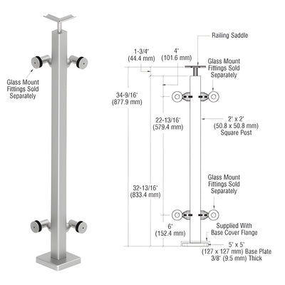 CRL 316 Brushed Stainless Custom P1 Series 90 Degree Corner Post Railing Kit
