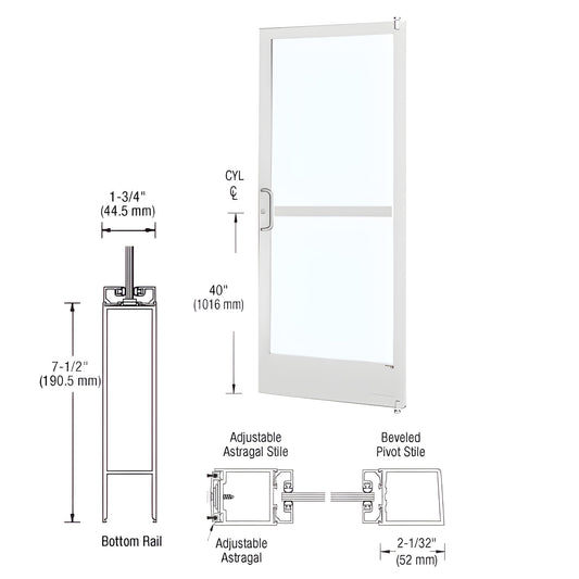 CRL-U.S. Aluminum 250 Narrow Stile Panic Door 3'x7' KYNAR Surface Closer