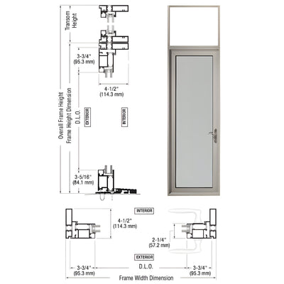 CRL-U.S. Aluminum Clear Anodized Series 925 Single Transom Patio Door Hinge Left Swing Out