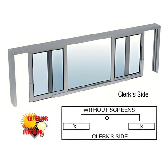 CRL XOX Sliding Service Window - 1/2" IG Vinyl, Satin Anodized