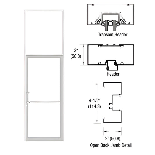 CRL-U.S. Aluminum IT451 38x126 White KYNAR Pivot Transom Door Frame