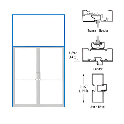 CRL-U.S. Aluminum White KYNAR® Paint Custom Sized Series 450 Tubular Offset Pivot Transom Frame Complete (2FT)