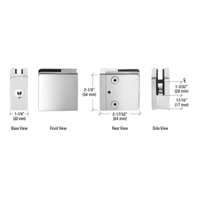 CRL 316 Polished Stainless Glass Radius Base Clamp - Fits 1/2" & 9/16"