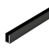 A length of matte black aluminum U-channel shown in a perspective view.