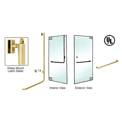 CRL-Blumcraft® Satin Brass Right Hand Reverse Glass Mount Keyed Access "A" Exterior, Top Securing Panic Handle