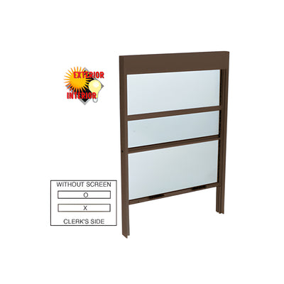 CRL Duranodic Bronze Vertical Sliding Service Windows with Sash Balances and 1/4" Glass - No Screen