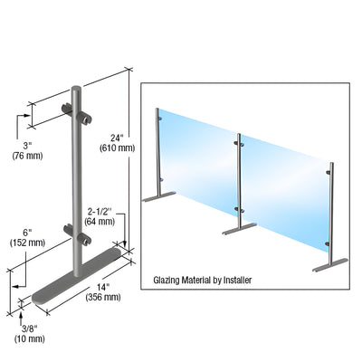 Round Portable Partition Center Post, 24” (610 mm) Height x 1” (25 mm)Diameter