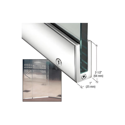 CRL Polished Stainless 2-1/2" LH from Outside Tall Slender Profile Door Rail With Lock Custom Length