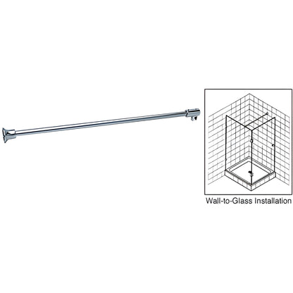 CRL 51in Chrome Frameless Shower Door Support Bar Wall-Glass 3/8-1/2in