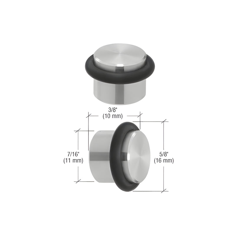 A brushed stainless steel UV shelf support for glass panels shown with dimensional technical drawings.